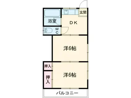 コーポ石川(2K/2階)の間取り写真