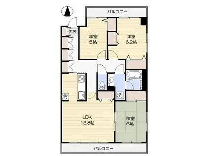 ルーエハイム府中(3LDK/8階)の間取り写真