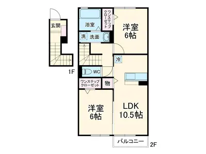 プランドールコート(2LDK/2階)の間取り写真