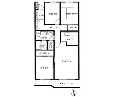 パークハイツ梶ヶ谷B(3LDK/4階)の間取り写真