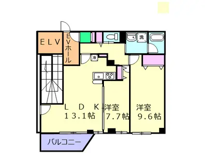 メゾンMS第一ビル(2LDK/4階)の間取り写真