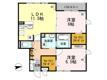 ローズスクエア府中(2LDK/1階)の間取り写真