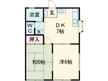 ワコーハイツ(2DK/2階)の間取り写真