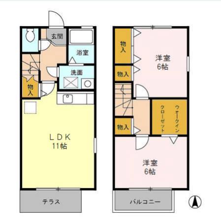 プランタニエールⅡ(2LDK)の間取り写真