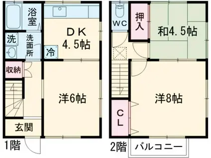 レジデンスシンフォニー(3DK/1階)の間取り写真