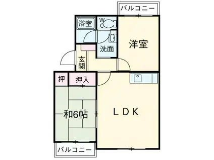 エタニティーⅡ(2LDK/3階)の間取り写真