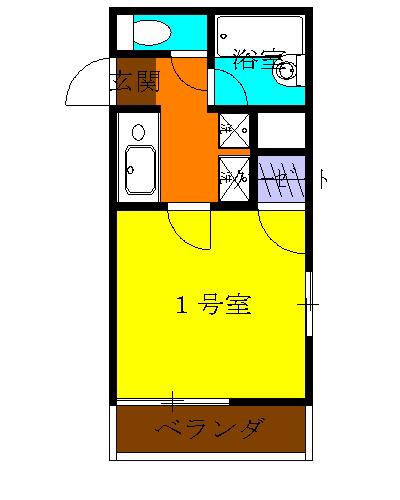 カンパネーラ相武台(1K/1階)の間取り写真