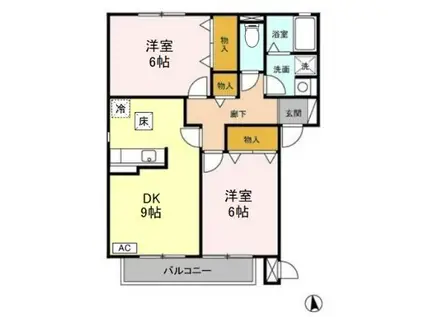 BELL・HOUSE(2DK/1階)の間取り写真