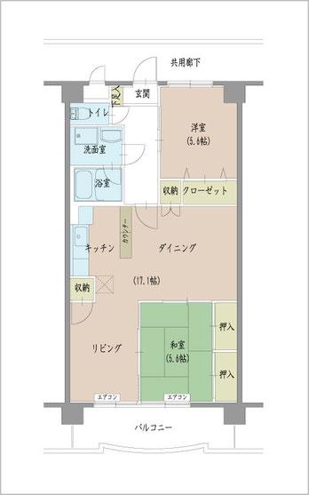 ティアール小相木(2LDK/4階)の間取り写真