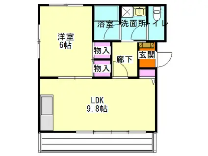 清水第三(1LDK/2階)の間取り写真