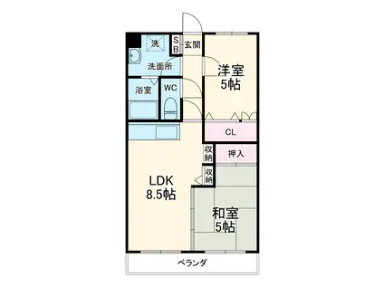 ヴィラ・リバーサイド(2LDK/3階)の間取り写真