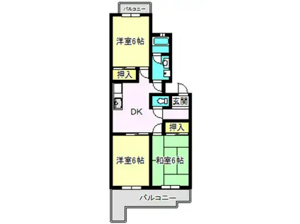 エーユーソフィア(3DK/3階)の間取り写真