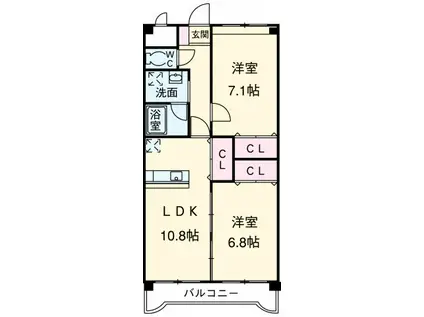 セントフィールド(1LDK/1階)の間取り写真