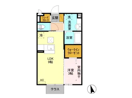 エフォール(1LDK/1階)の間取り写真