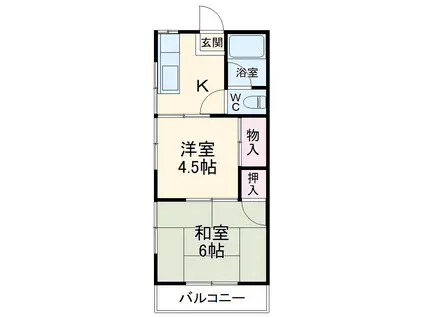 南雲ハイツ(2K/1階)の間取り写真