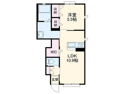ル ヴァン1(1LDK/1階)の間取り写真