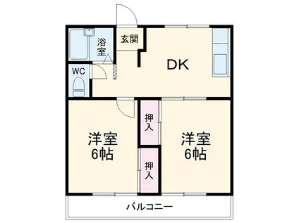 サンリバー早川(2DK/2階)の間取り写真