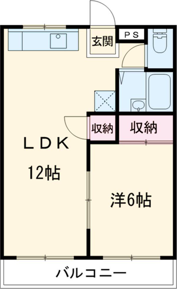 メゾン東矢島(1LDK/2階)の間取り写真