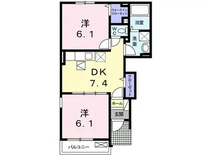 フラン カーサⅠ(2DK/1階)の間取り写真