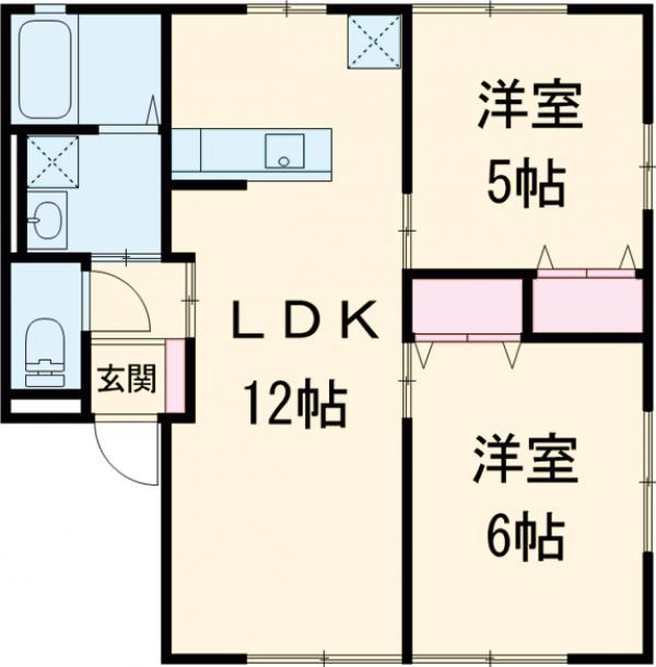 ヴェルデ阿左美ⅠⅠ棟(2LDK/2階)の間取り写真