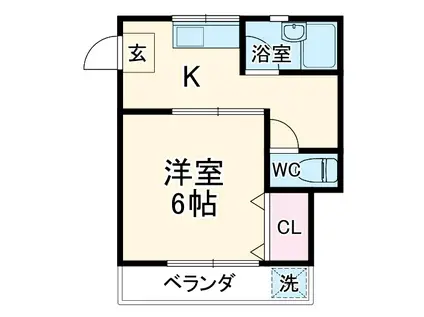サンハイツ宮前(1K/2階)の間取り写真