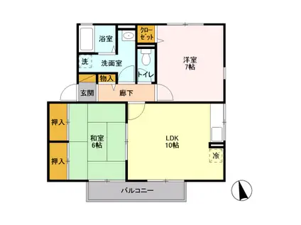 サンパティーク(2LDK/2階)の間取り写真