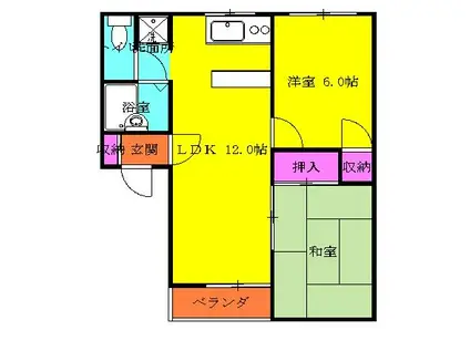 ツインズB(2LDK/2階)の間取り写真