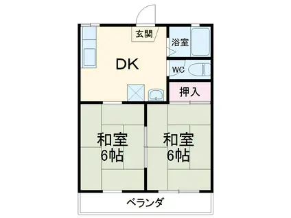 高木ハイツ(2DK/1階)の間取り写真