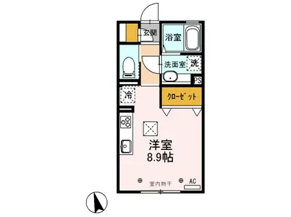 OHANAオハナ(ワンルーム/1階)の間取り写真