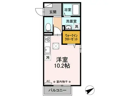 プレミストⅥ(ワンルーム/1階)の間取り写真