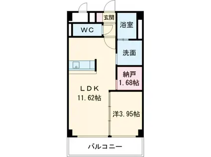 あさひグランレジデンシア高崎Ⅰ(1SLDK/4階)の間取り写真