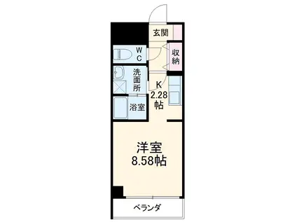 あさひグランレジデンシア高崎Ⅱ(1K/7階)の間取り写真
