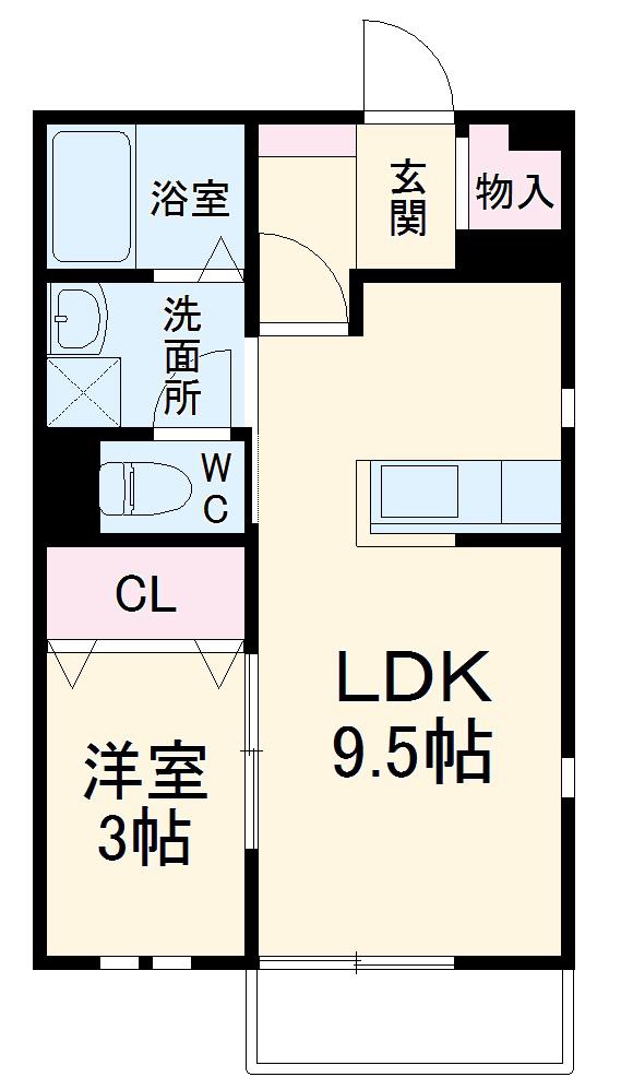 エオリナヒルズ(1SK/1階)の間取り写真
