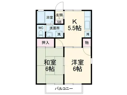 ラ・フォンテーヌ(2K/1階)の間取り写真