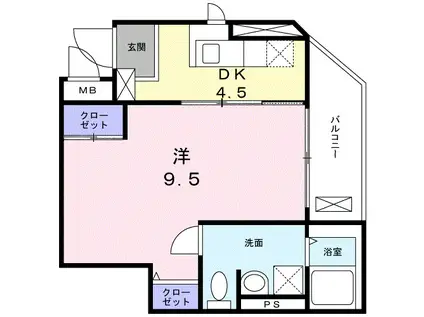 グランコーナ高崎(1DK/1階)の間取り写真