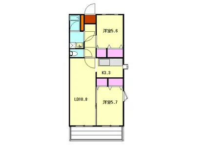 ソレアードM(2LDK/2階)の間取り写真