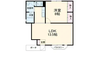 RKハイツB(1LDK/1階)の間取り写真