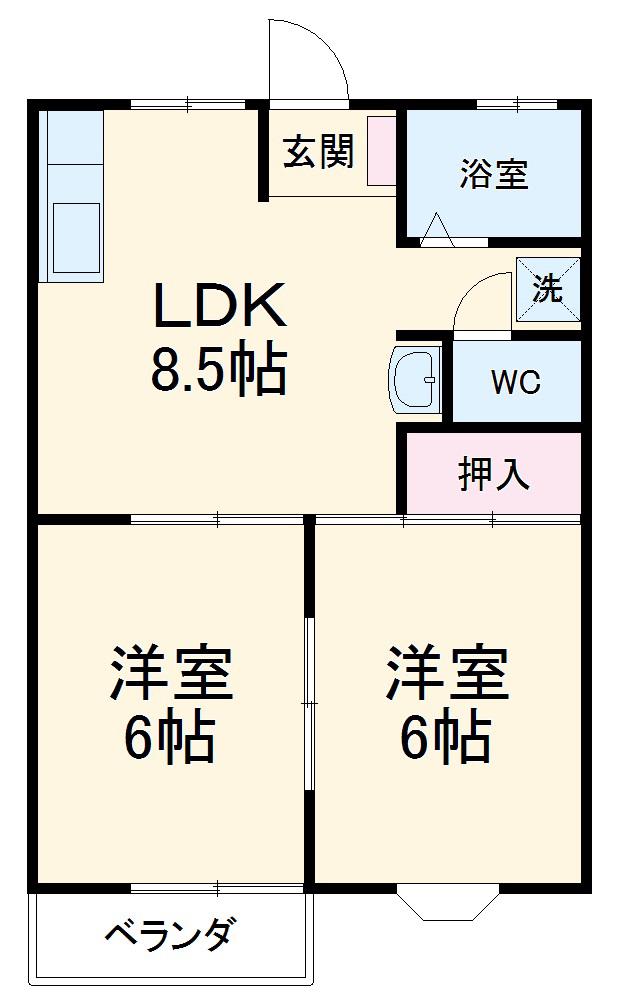 大木ハイツA(2DK/2階)の間取り写真
