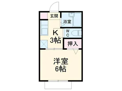 シティ・ヒルズ(1K/1階)の間取り写真