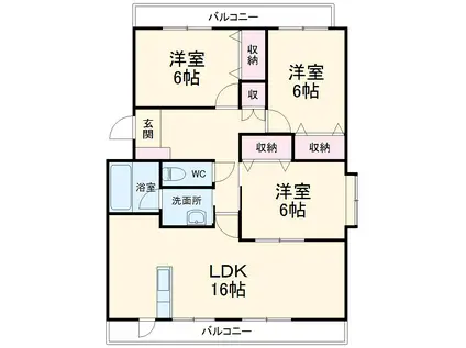 リジョンB(3LDK/1階)の間取り写真