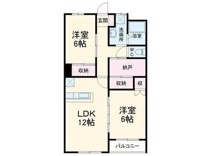 上越線 井野駅(群馬) 徒歩35分 5階建 築21年(2LDK/4階)の間取り写真