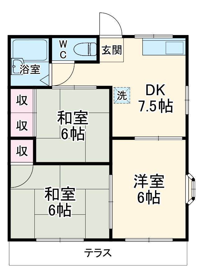 グリーンハイツ(3DK/2階)の間取り写真