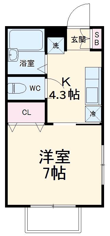 ベルグ追浜(1K/1階)の間取り写真