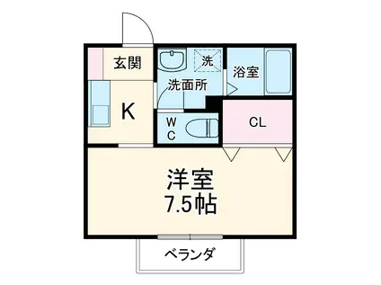 アメニティースマイル(1K/1階)の間取り写真