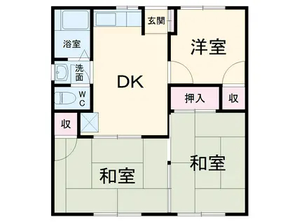 ハイツオクネ(3DK/1階)の間取り写真