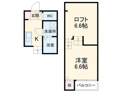 CRESCITA六番町(1K/1階)の間取り写真