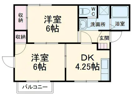 ジュネスベルA(2K/2階)の間取り写真