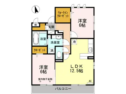 NOVEL COURT IMAISE B棟(2LDK/3階)の間取り写真