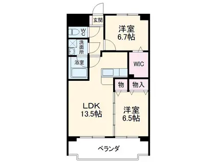 グランドゥール(2LDK/2階)の間取り写真