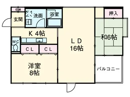 ウエスト-2(2LDK/3階)の間取り写真